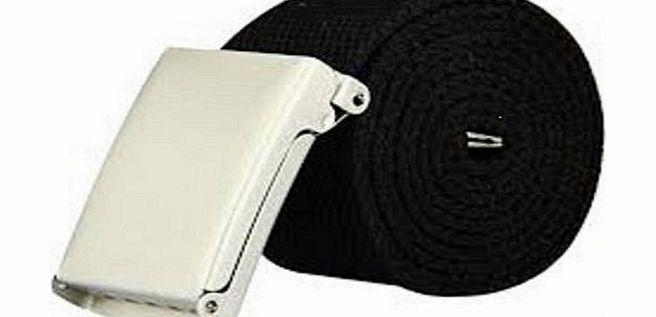 The Leather Emporium Mens Boys Plain Webbing Canvas Belt To 38`` 5 Colours - Black