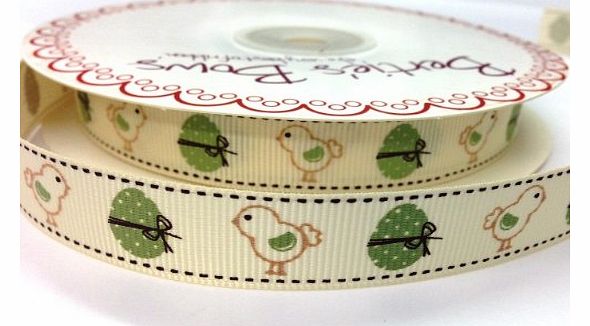 3M Vintage Style Easter Eggs and Chicks Ribbon. Decorative Ribbon For Gift Wrapping, Card Making, Crafts and Scrapbooking.