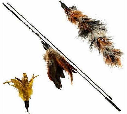Luxury Feather Dangler For Cats - 2 Spare Feather Refills For Longer lasting Life