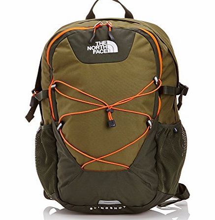 The North Face Slingshot Backpack - Burnt Olive Green/Red Orange, One Size