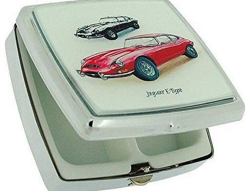 The Olivia Collection Red Jaguar Style Sports Car Square Pill Box - Two Compartments 