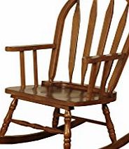 The One Childs Traditional Wooden Carved Rocking Chair - Finish : Solid Hardwood in Oak Stain - Living Room - Conservatory - Nursery Furniture