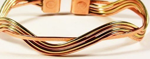 The Online Bazaar Magnetic Copper amp; Brass Wave Bracelet MCB076