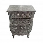Silver and Black Embossed 4 Drawer Chest