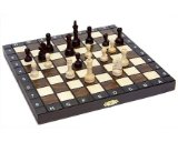 The Regency Chess Company 10.5` European School chess set. Ornate folding board and pieces