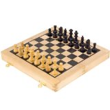 10 Inch Ebony and White Wood Folding Chess Set