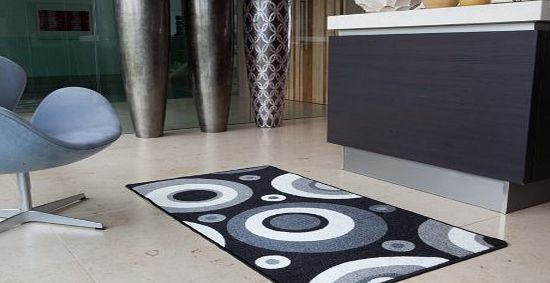 Lapina Black - Black and White Retro Non Shed Affordable Anti Slip Hallway Runner Rug Luna - 8 sizes available