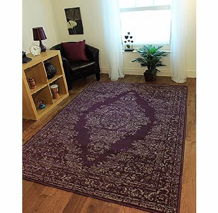 The Rug House Milan Traditional Purple amp; Grey Medallion Print Rug 1027-H23 - 5 Sizes
