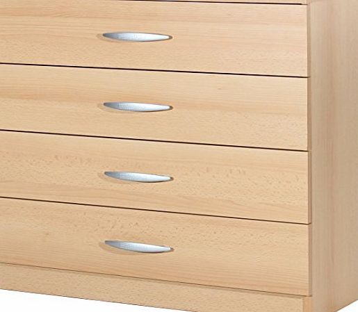 The Shopping Mart Cedarville 4 Drawer Bedroom Chest with Metal Runners (Beech)