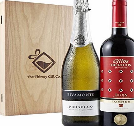 The Thirsty Gift Co Luxury Wine and Prosecco Gift Set - Beautifully presented Red Wine and Prosecco (Mixed Red Wine and Prosecco)...