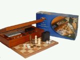 The Traditional Games Co Ltd 7 in 1 Games Compendium in a Burl Wood Box