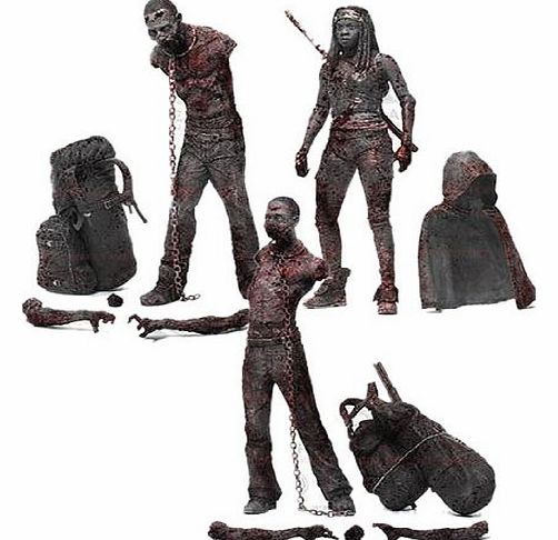 Walking Dead Tv Series 3 Bloody and Action Figure (Pack of 3, Black/ White)