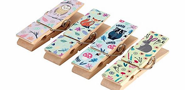 The Wishing Tree Set of 4 Magnetic Woodland Note Pegs - New Home Office Magnet Memo Organiser Clip Stationery - Shopping List, Messages, Invites
