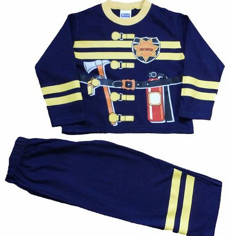 Boys pyjamas Fireman Pjs Fancy Dress Long Pyjamas 2 3 4 5 6 Years (4-5 Years)