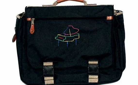 Things Are Beautiful Two Tone Expandable Briefcase - Embroidered Piano Design