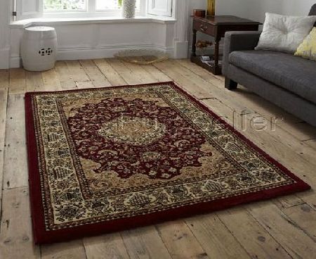 Think Rugs Heritage 02A Traditional Hand Carved Rug, Red, 80 x 140 Cm