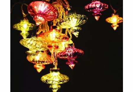 ThinkGadgets Ltd Fairy Lights - Kasbah Glass Lanterns - 20 LED String Lights - Mains Powered - ThinkGadgets - Transformer Supplied
