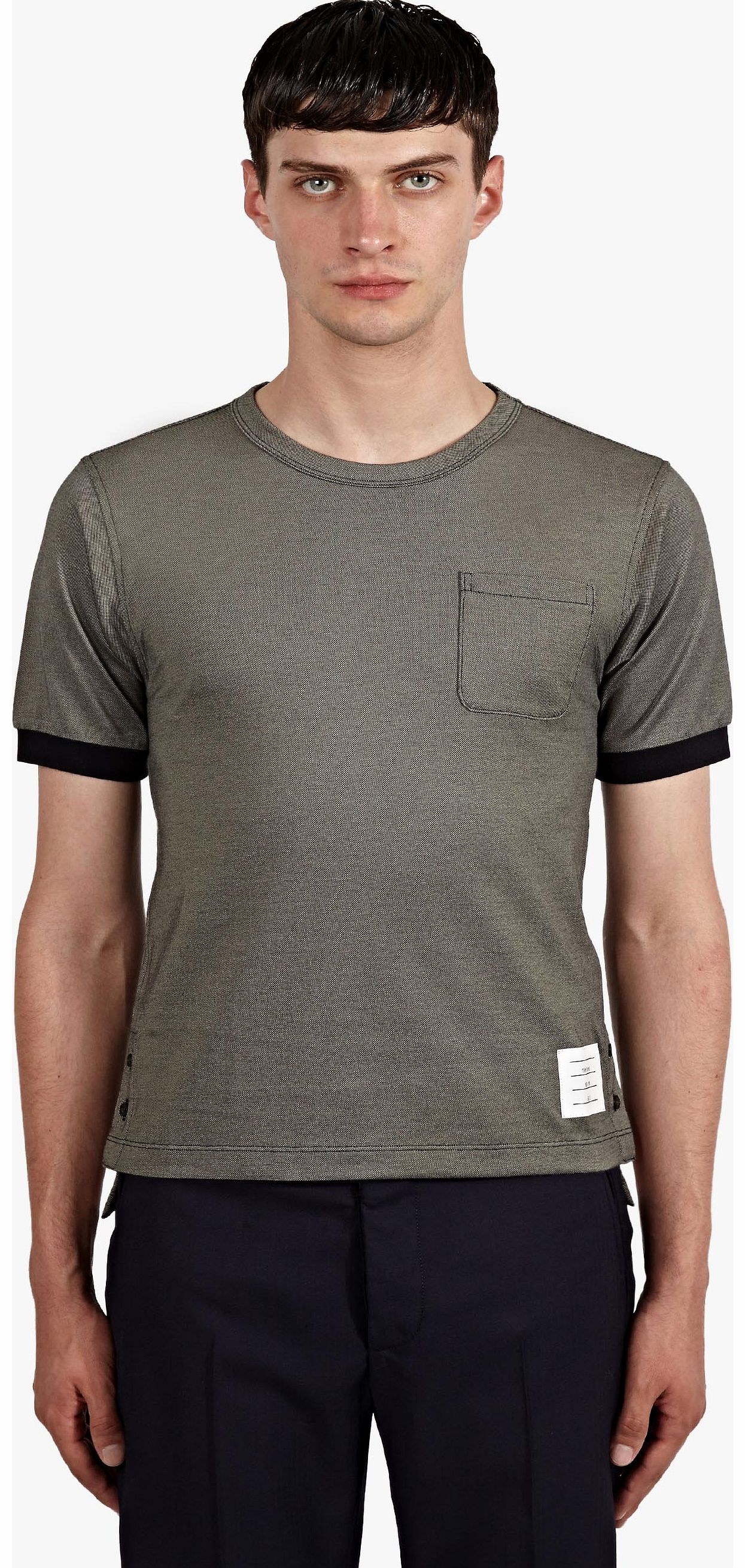 Mens Grey/Navy Oxford Pique T-Shirt
