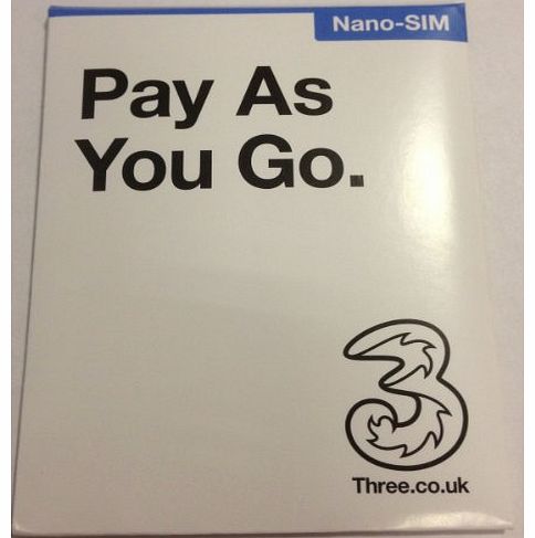 Three 3 Pay as You Go Voice Nano Sim for iPhone 5