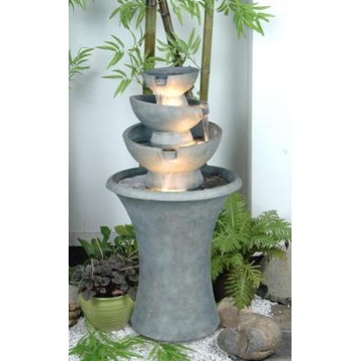 Three Stacked Bowls on Column Water Feature