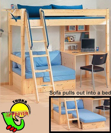 Thuka Maxi 29 Loft Bed with Desk and Sofa Bed