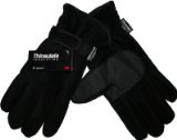 Mens Fleece Thermal Thinsulate Lined Gloves with Palm Grip Black Medium/Large