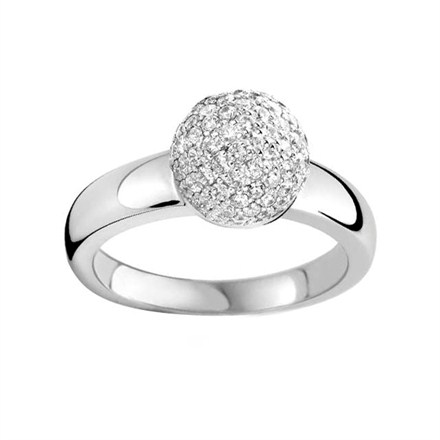 Cubic Zirconia Ball Ring - Ring Size M