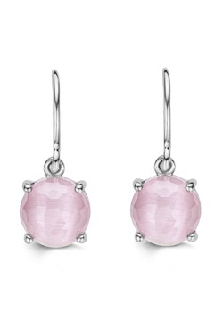 Silver Pink Stone Faceted Drop Earrings