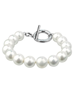 White Synthetic Pearl Ball Bracelet