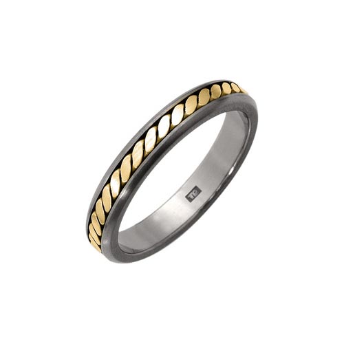 4mm Titanium Weave Ring With 18 Ct Gold Inlay By Ti2