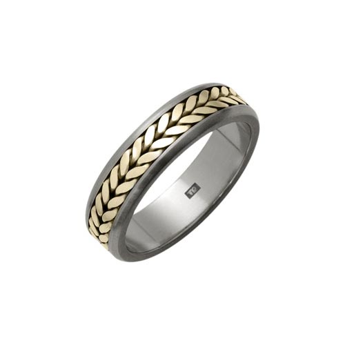 6mm Titanium Weave Ring With 18 Ct Gold Inlay By Ti2