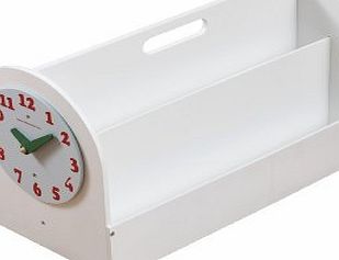 - The Childrens Bookcase Company - The Original Portable Wooden Childrens Book Box and Storage Solution with Removable Play Clock in White