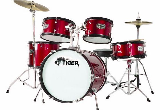 Tiger 5 Piece Junior Drum Kit - Red