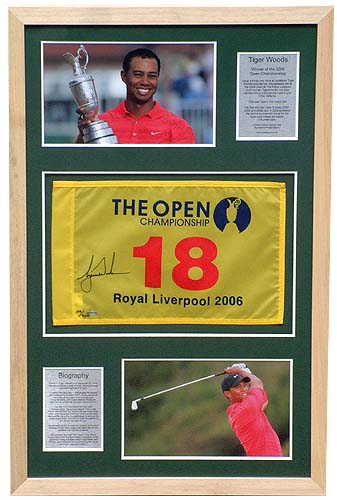 Tiger Woods and#8211; Ltd. Ed. signed and framed Pin Flag presentation (46and8221;x30and8221;Col-L)