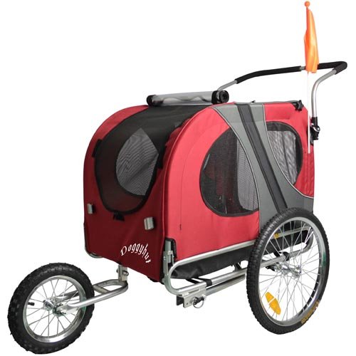 Doggyhut Large Pet Dog Bicycle Trailer & Jogger Stroller in Red 1020201