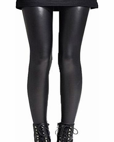 TightCode Ladies Faux Leather Black Tights Leggings Size UK 8-20