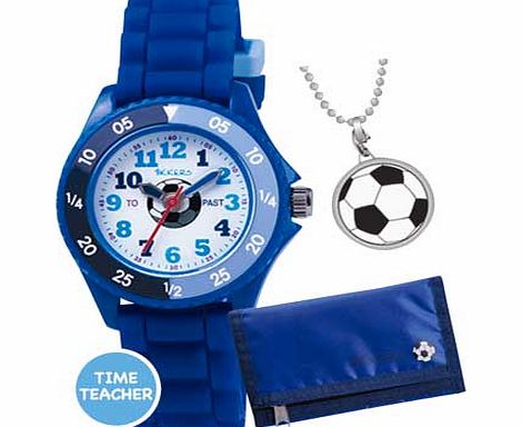 Tikkers Boys Blue Football Watch Set