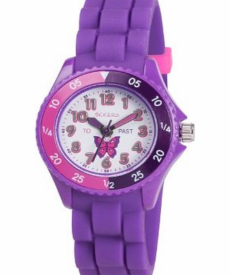 Tikkers Childrens Purple Butterfly Silicone Kids Time Teacher/Tutor watch TK0041