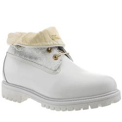 Male Roll Top Lux Wn Leather Upper Casual Boots in White and Gold