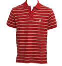 Red and White Stripe Pique Polo Shirt