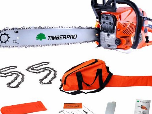 62cc 20`` Petrol Chainsaw with 2 chains, Carry Bag and Assisted Start