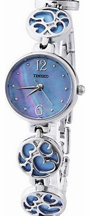  Fashion Skeleton Waterproof Blue Round Shell Dial Bracelet Ladies Watch #W50186L.06A
