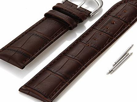 O.R. (Old Rubin) Mens Brown Genuine Leather Padded Bracelet Watch Band Water Resistant Watch Strap Replacement Watchband 22mm