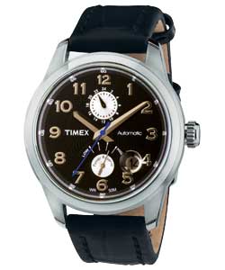 timex Gents Auto Black Dial Strap Watch