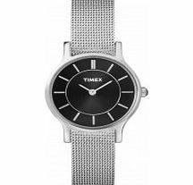 Timex Ladies Black Silver Premium Slim Watch