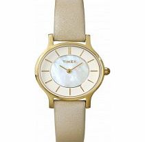 Timex Ladies Classic Cream Leather Strap Watch