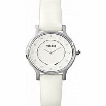 Timex Ladies Classic White Leather Strap Watch