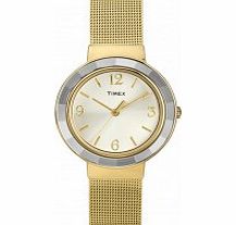 Timex Ladies Faceted Crystal Gold Mesh Watch