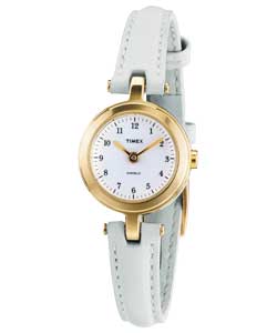 timex Ladies Round Dial Cream Strap Watch