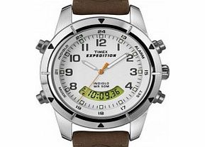 Timex Mens White Brown Expedition Metal Combo